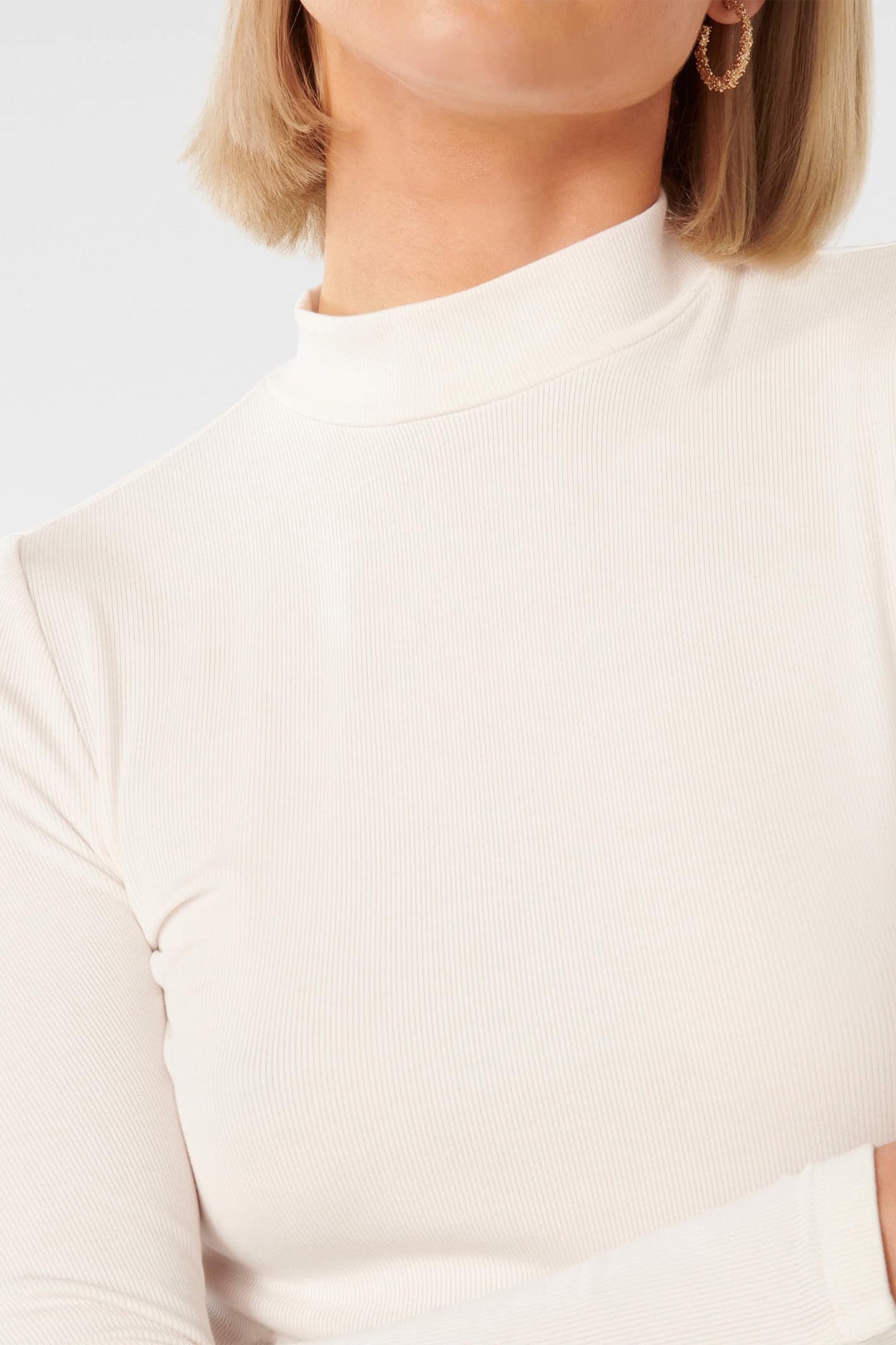 CANDICE HIGH NECK RIB TOP SHEER PINK 6