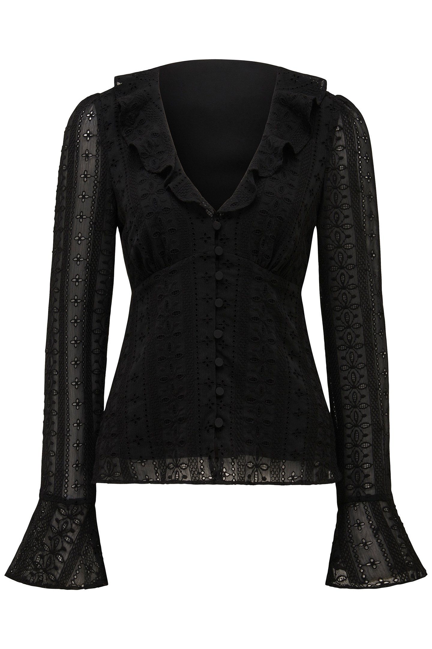 DEMI EMBROIDERED FRILL TOP BLACK 4