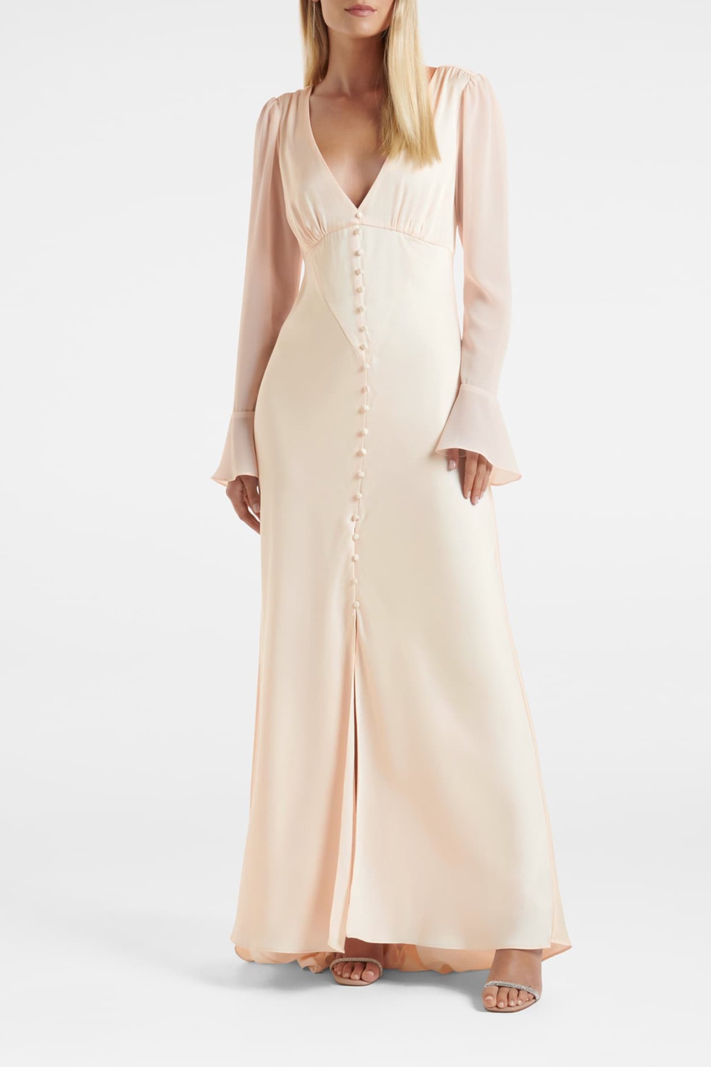 WILLOW LONG SLEEVES BUTTON DOWN MAXI DRESS IVORY 1