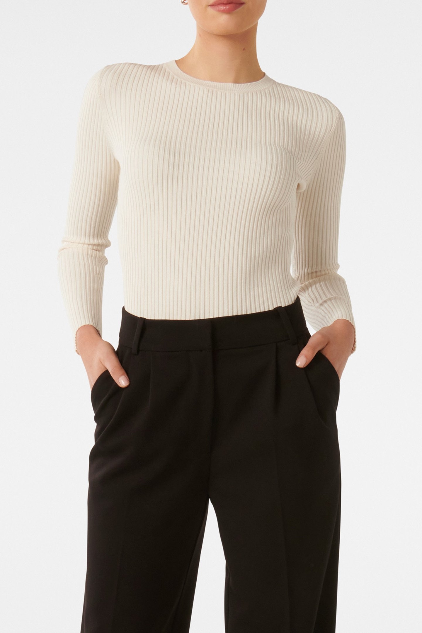 SIENNA LAYERING RIB KNITTED TOP CREAM 1