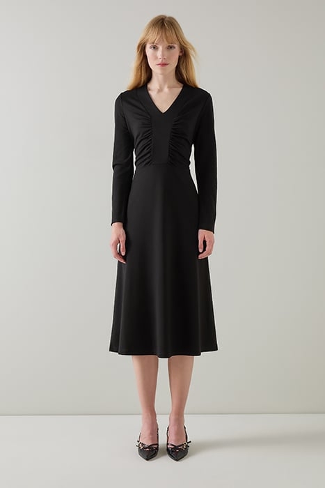 LACEY V-NECK MIDI DRESS BLACK 2