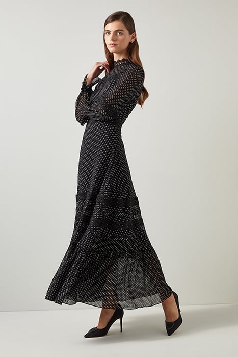 CELESTIA TIERED MAXI DRESS BLACK/CREAM 4