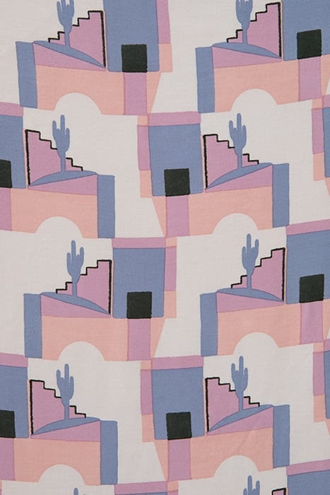 FLASH PINK SCARF WITH ARTY CACTUS MOTIF 4