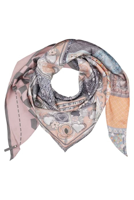 SILK SCARF ST. TROPEZ SALMON PATCHWORK SALMON 3