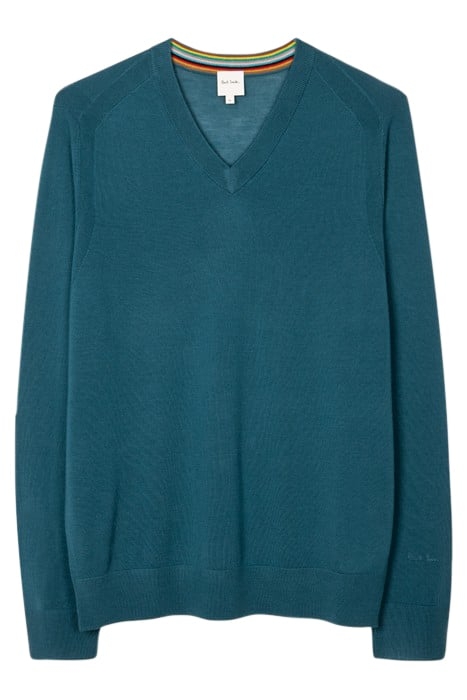MENS SWEATER V NECK PETROL BLUE 3