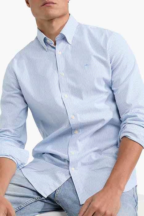 STRETCH OXFORD SHIRT SMALL STRIPE LIGHT BLUE 6