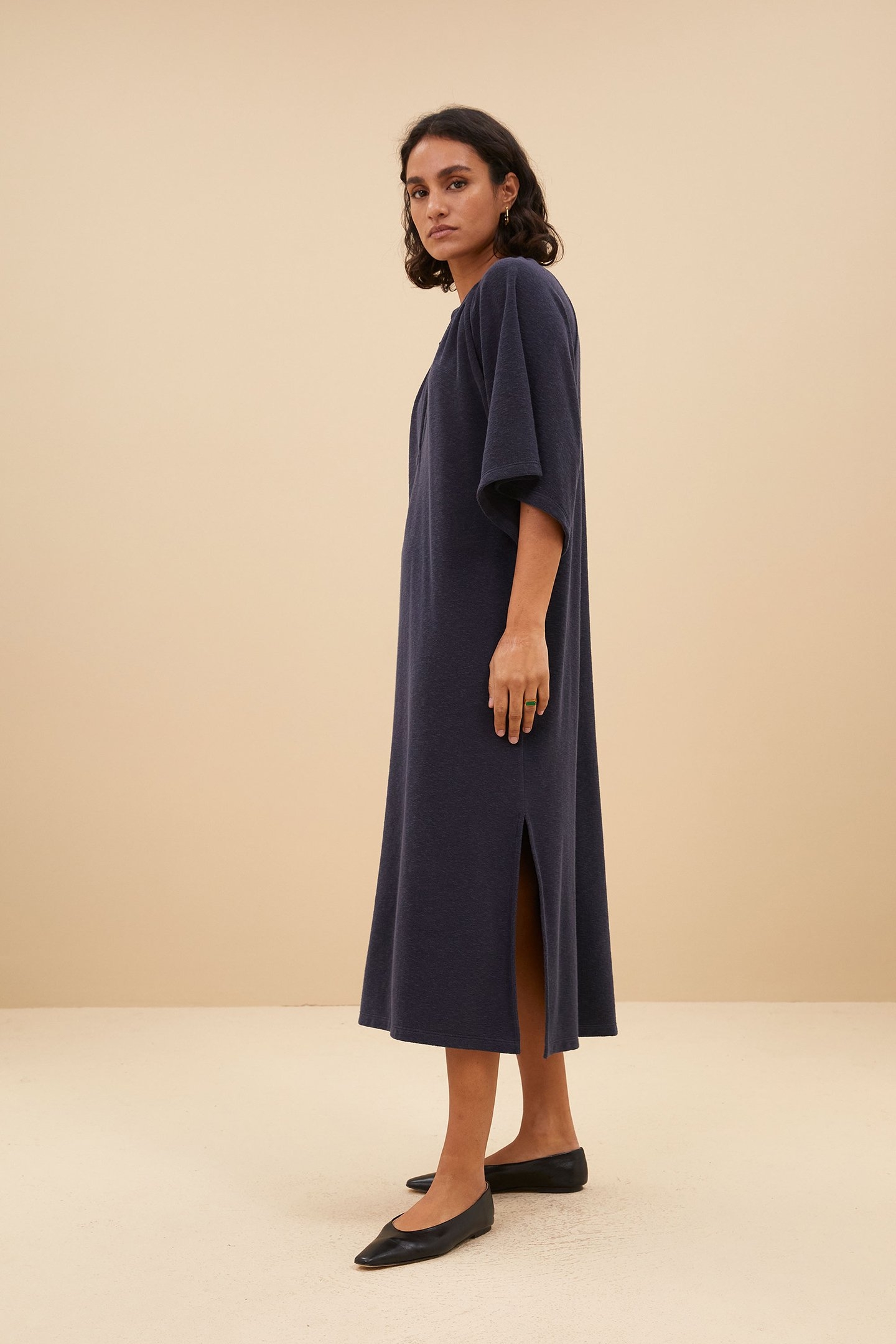 LOUISA SLUB DRESS MIDNIGHT 3