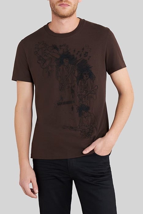 CHOCOLATE T-SHIRT WITH REGGAE EMBROIDERY 1