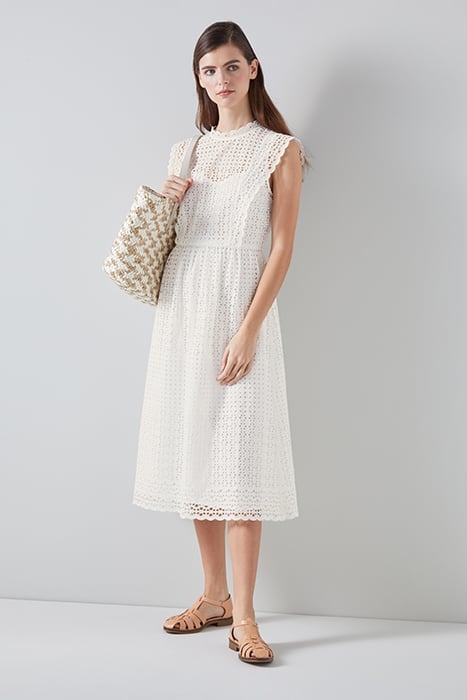 LAILA PETITE MIDI DRESS WHITE 4