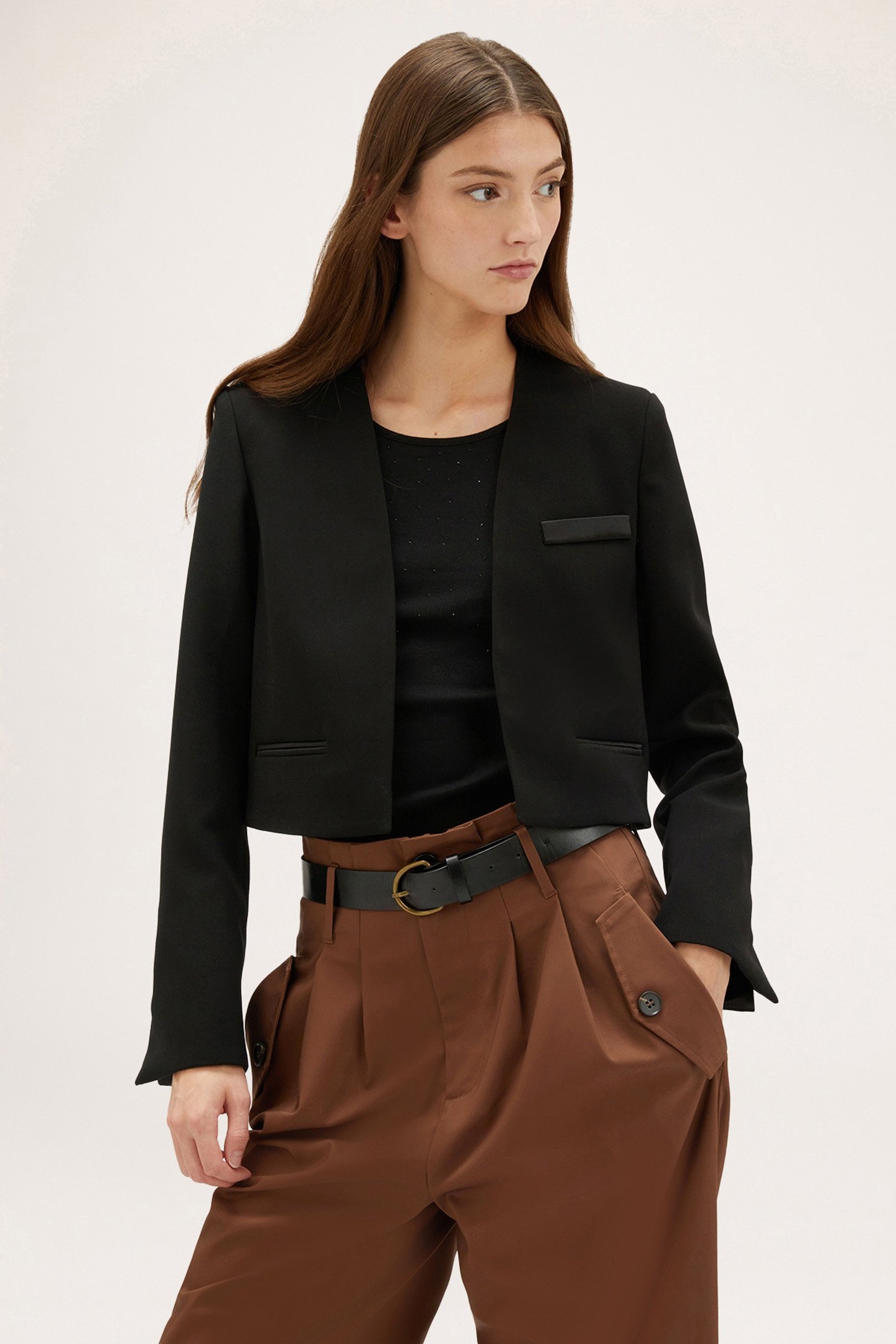 SPENCER JACKET WITH SATIN INSERTS BLACK 1