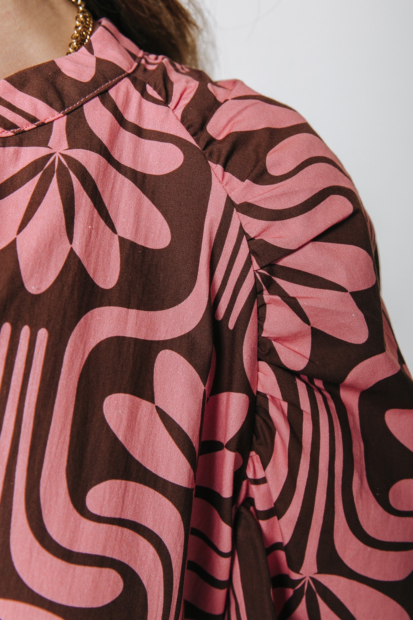 BIBA RETRO FLOWER MAXI SHIRT DRESS VINTAGE PINK 3