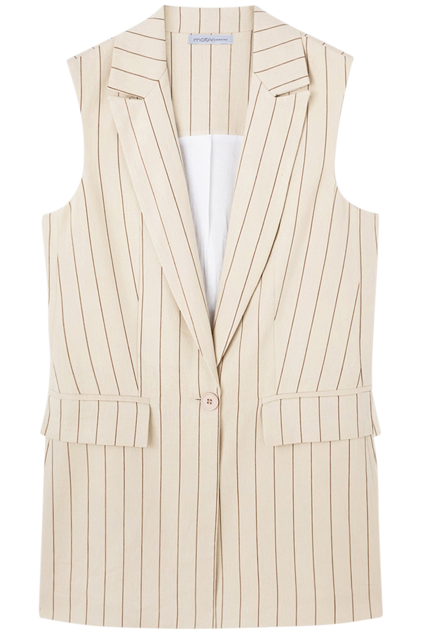 LONG PINSTRIPED WAISTCOAT NATURAL 4