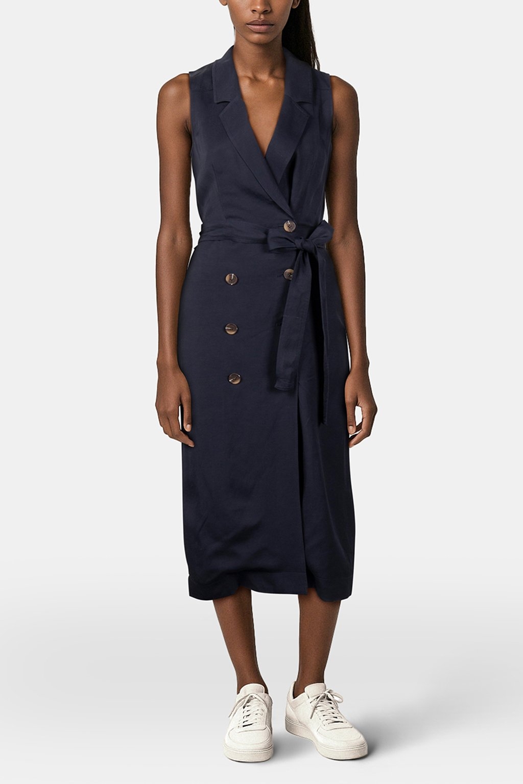 STRUCTURED LINEN DRESS NAVY 1