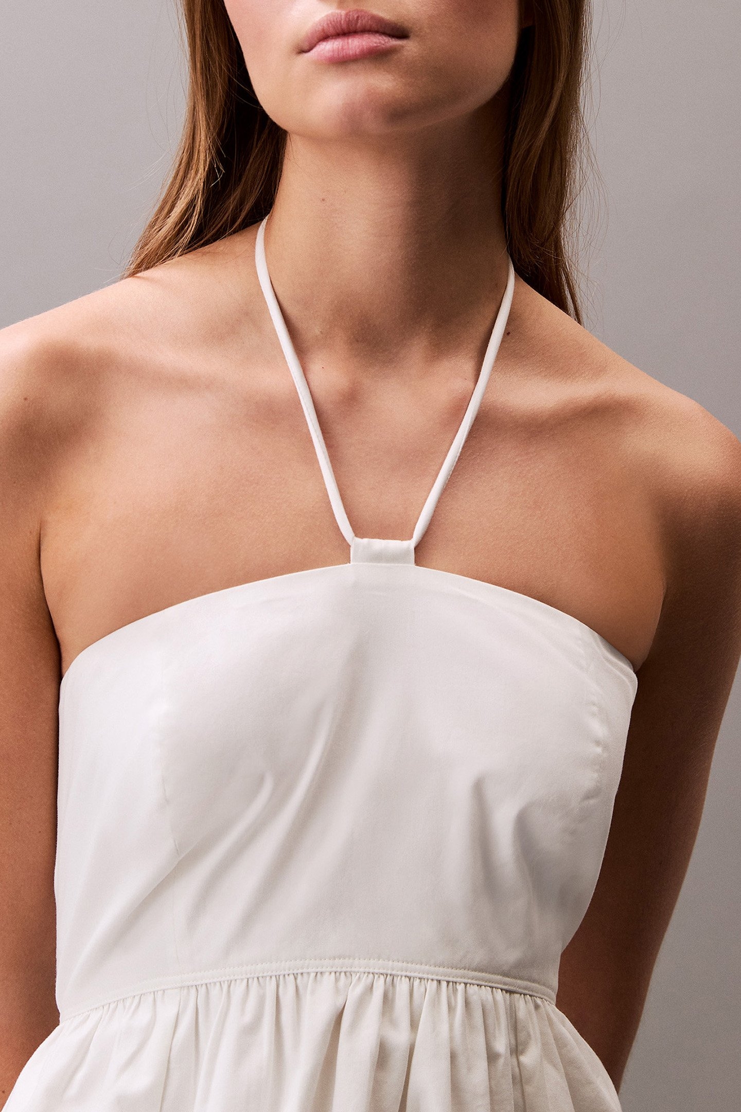 COTTON TWILL HALTER DRESS BLANC DE BLANC 5