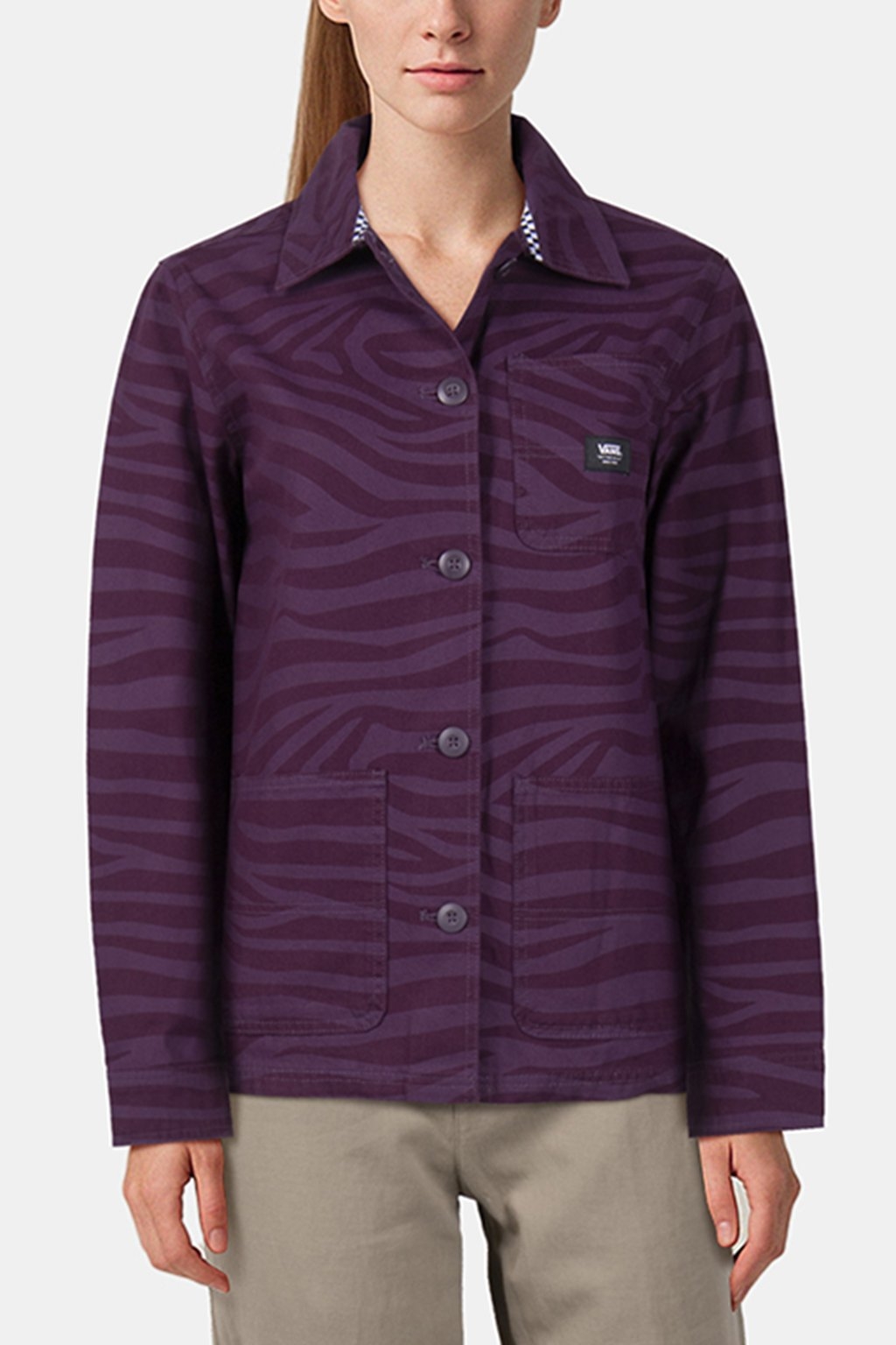 DRILL II CHORE PRINT JACKET BLACKBERRY WINE 1