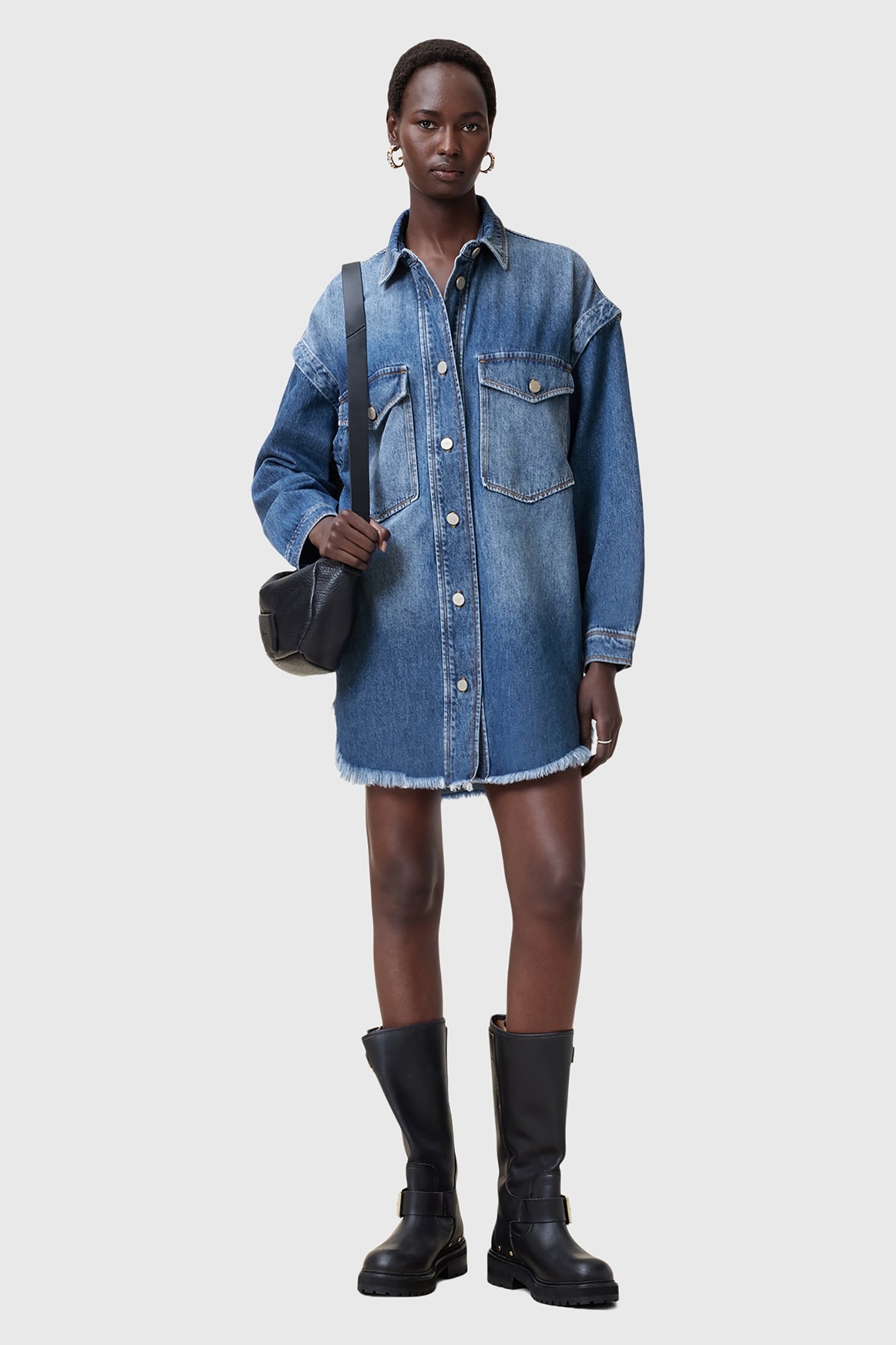 FAYE SNAP DRESS MID INDIGO 5