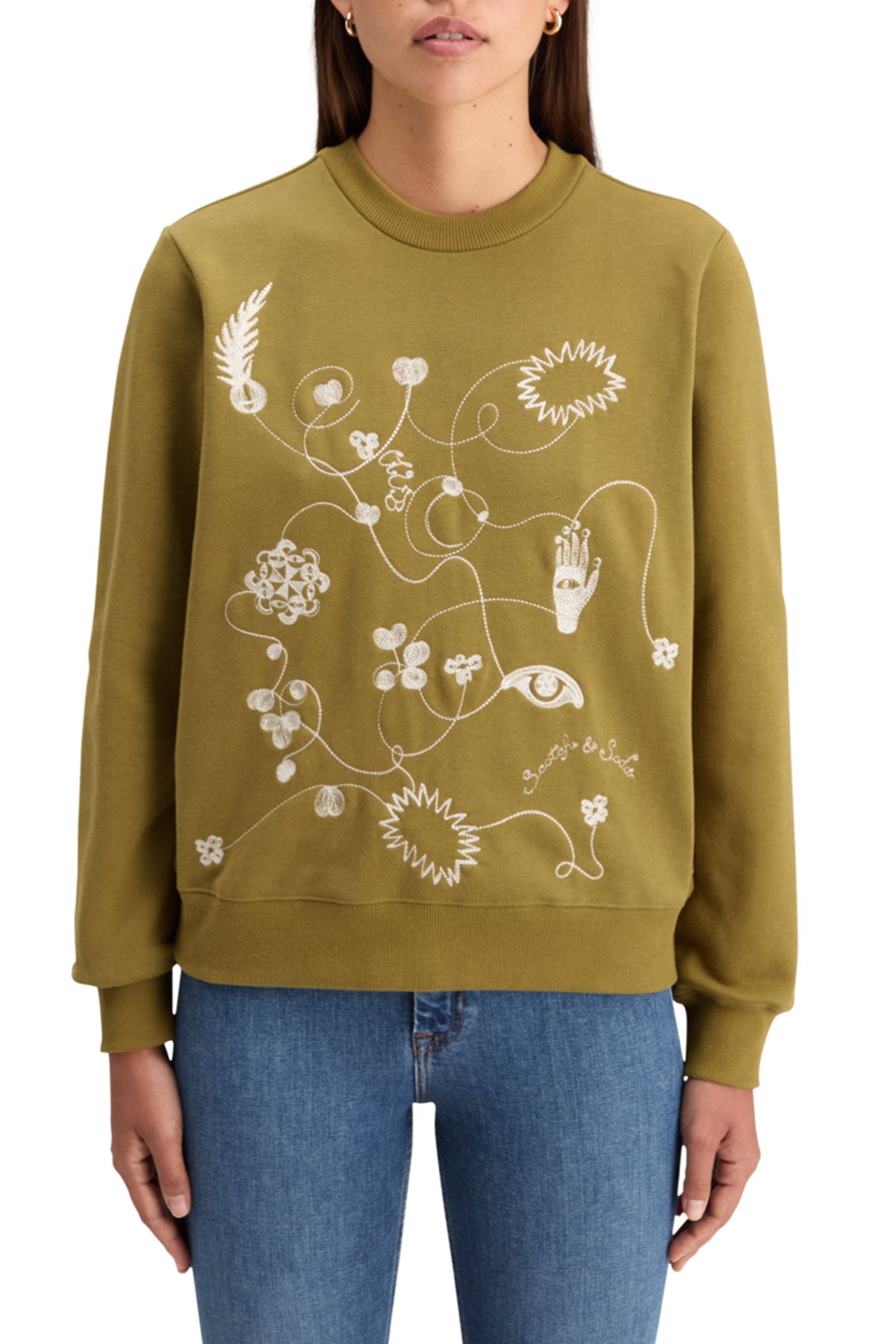 EMBROIDERED REGULAR FIT SWEATSHIRT OLIVE 1