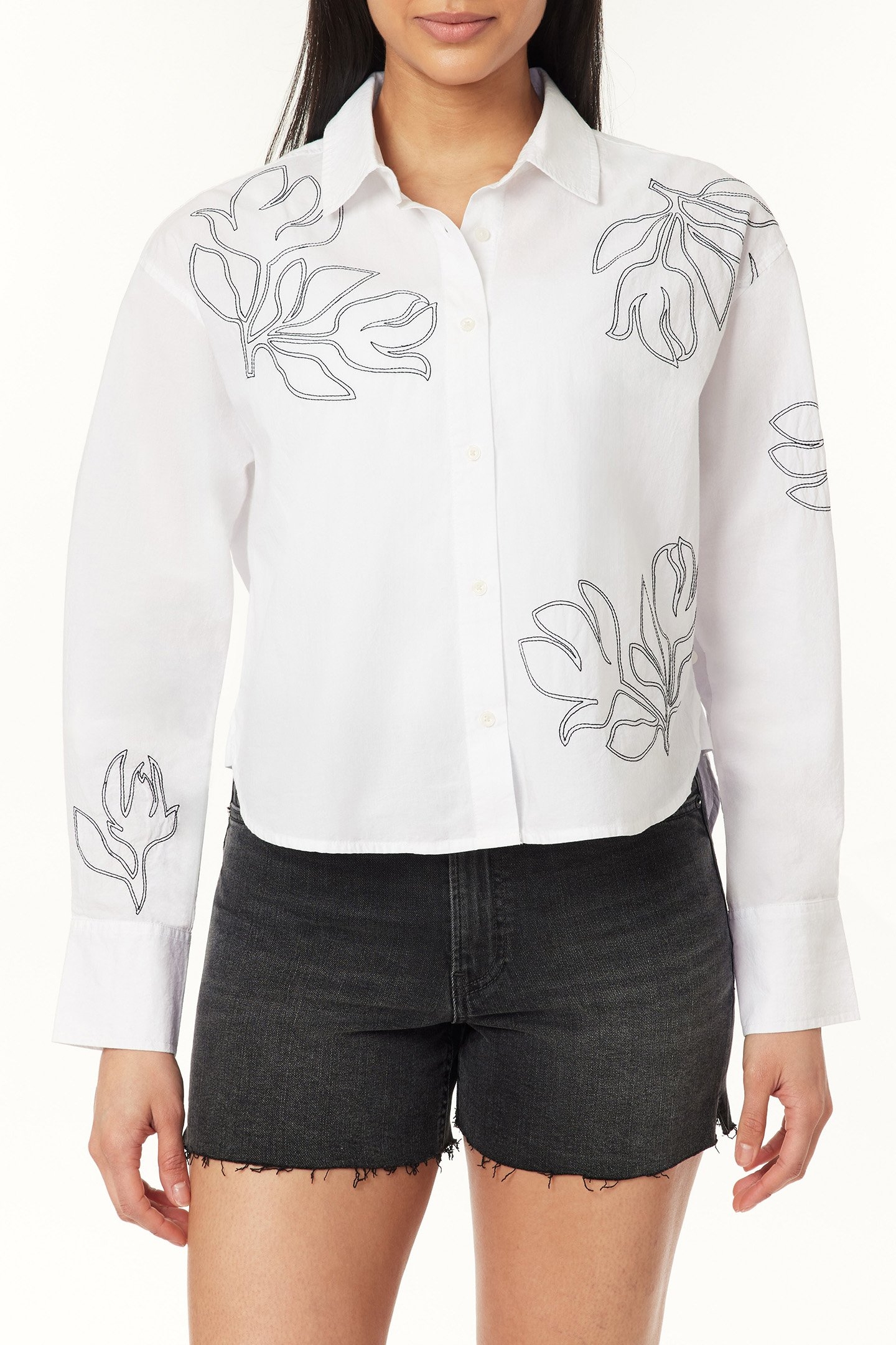 LONG SLEEVE WOVEN TOP BRILLIANT WHITE 1