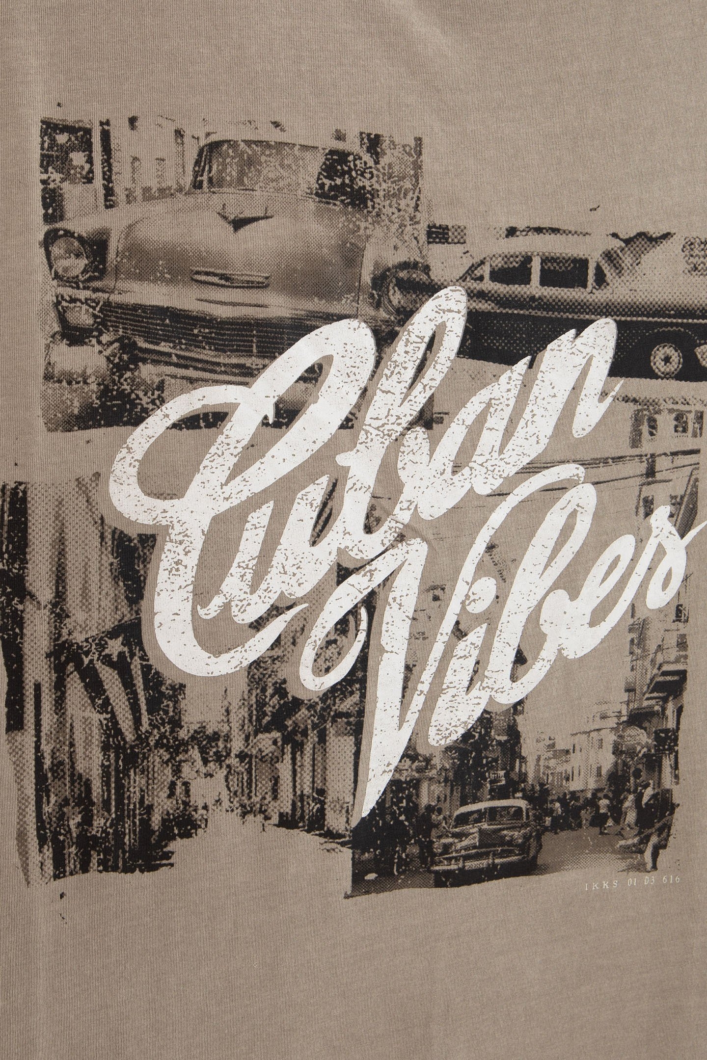 KHAKI ORGANIC COTTON T-SHIRT WITH CUBAN CAR IMAGES 6