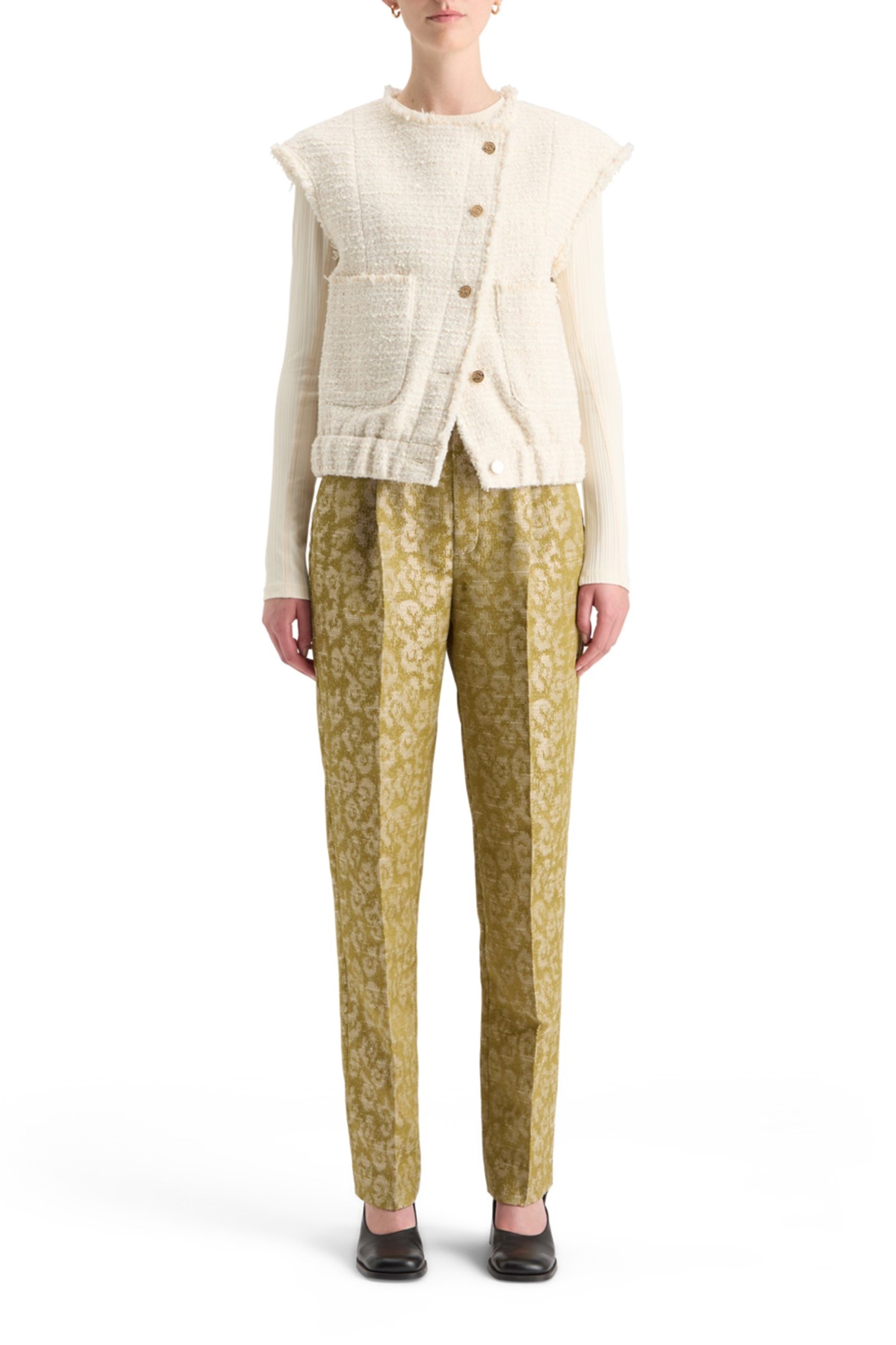 BOUCLE TWEED COLLARLESS GILET SOFT ICE MELANGE 3