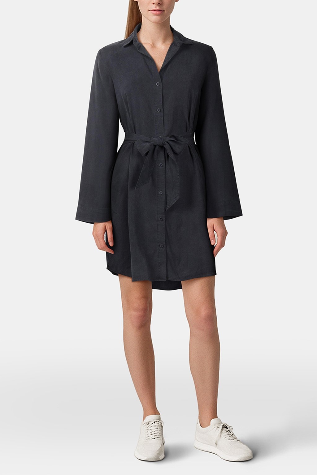 MINI SHIRT DRESS WITH SMOCKED BACK VINTAGE BLACK 1