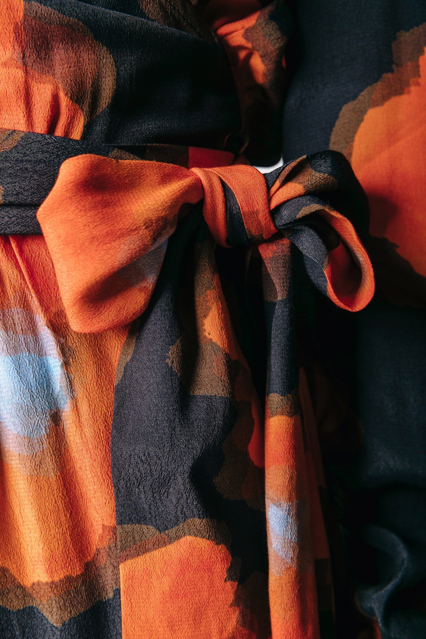 LOLA PAINTED FLOWER LONGSLEEVE MAXI WRAP DRESS MANDARIN ORAN 5