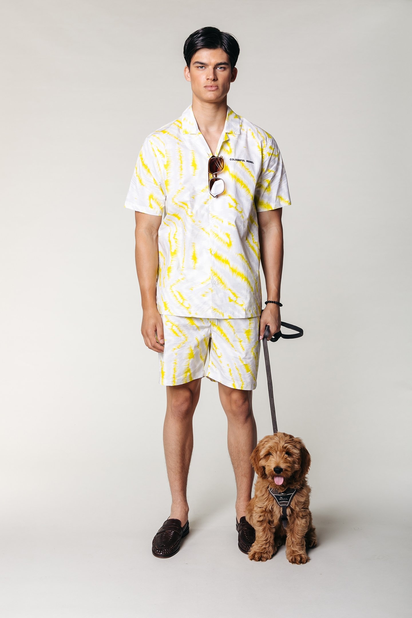 EZRA ABSTRACT ZEBRA SHORT SLEEVE SHIRT SOFT GREY 1