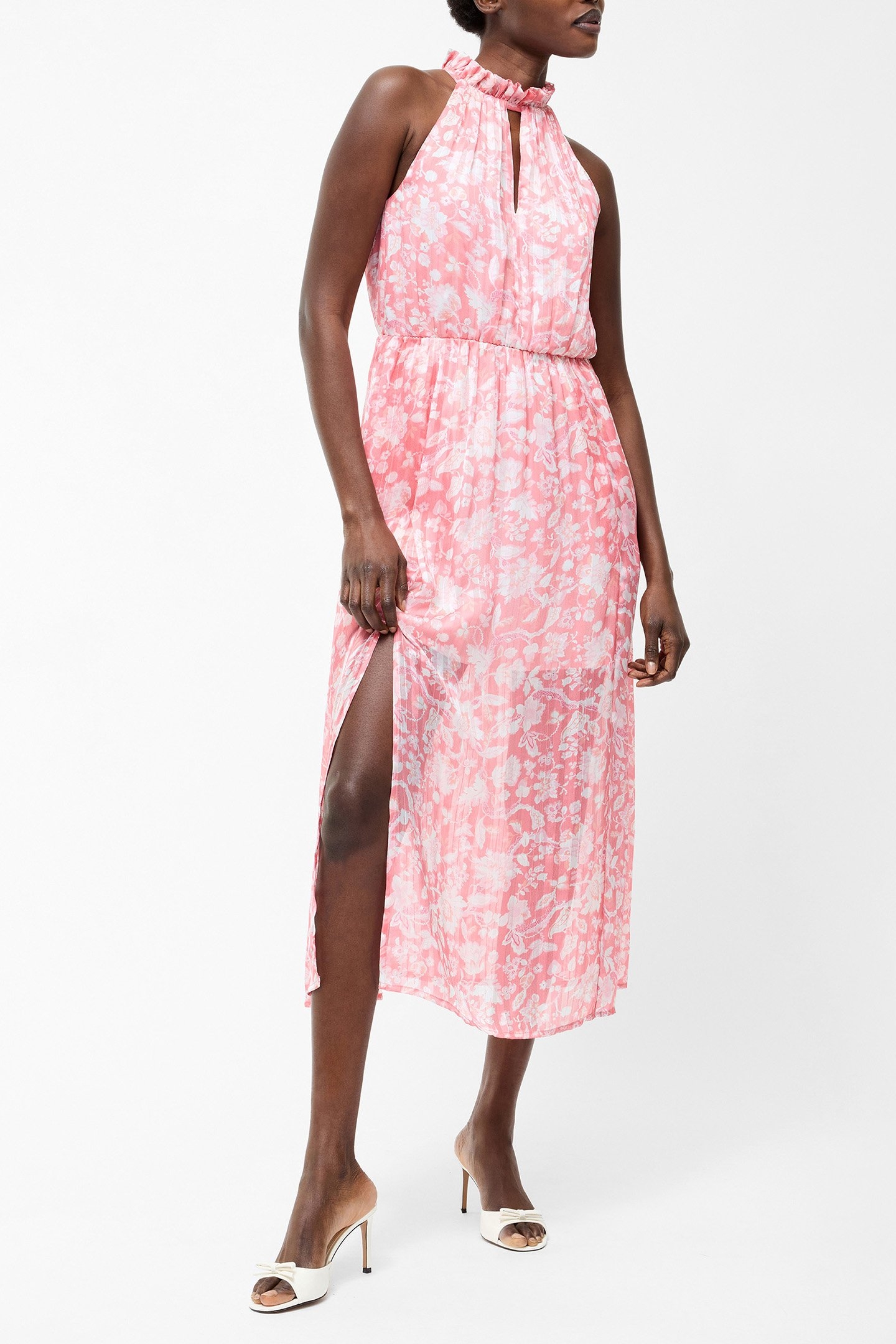 CYNTHIA HALTERNECK MIDI DRESS PINK BLOSSOM 1