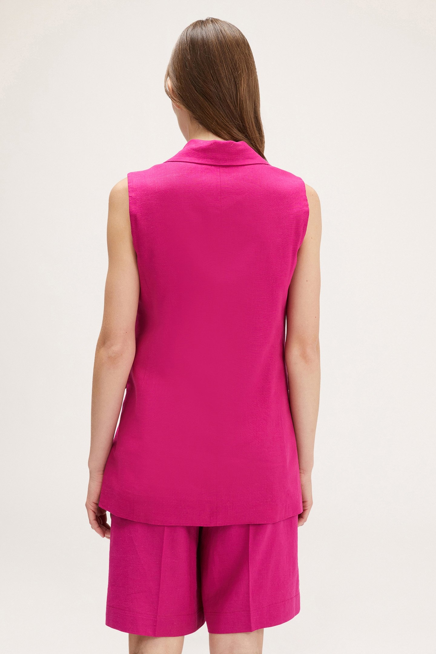 LINEN VISCOSE LONG WAISTCOAT PINK 2