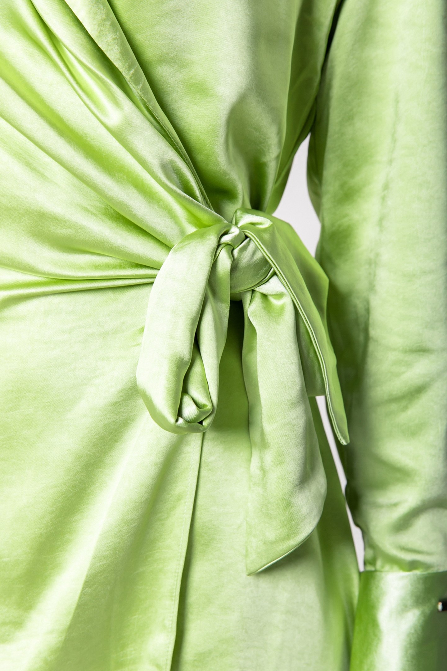 DORIN UNI SATIN WRAP MINI DRESS DARK LIME GREEN 6