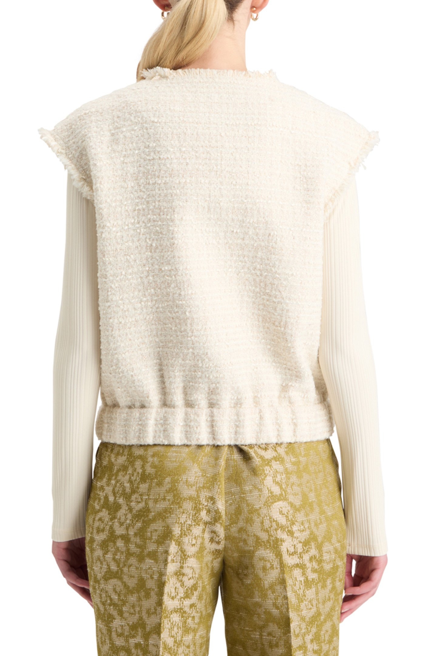 BOUCLE TWEED COLLARLESS GILET SOFT ICE MELANGE 2