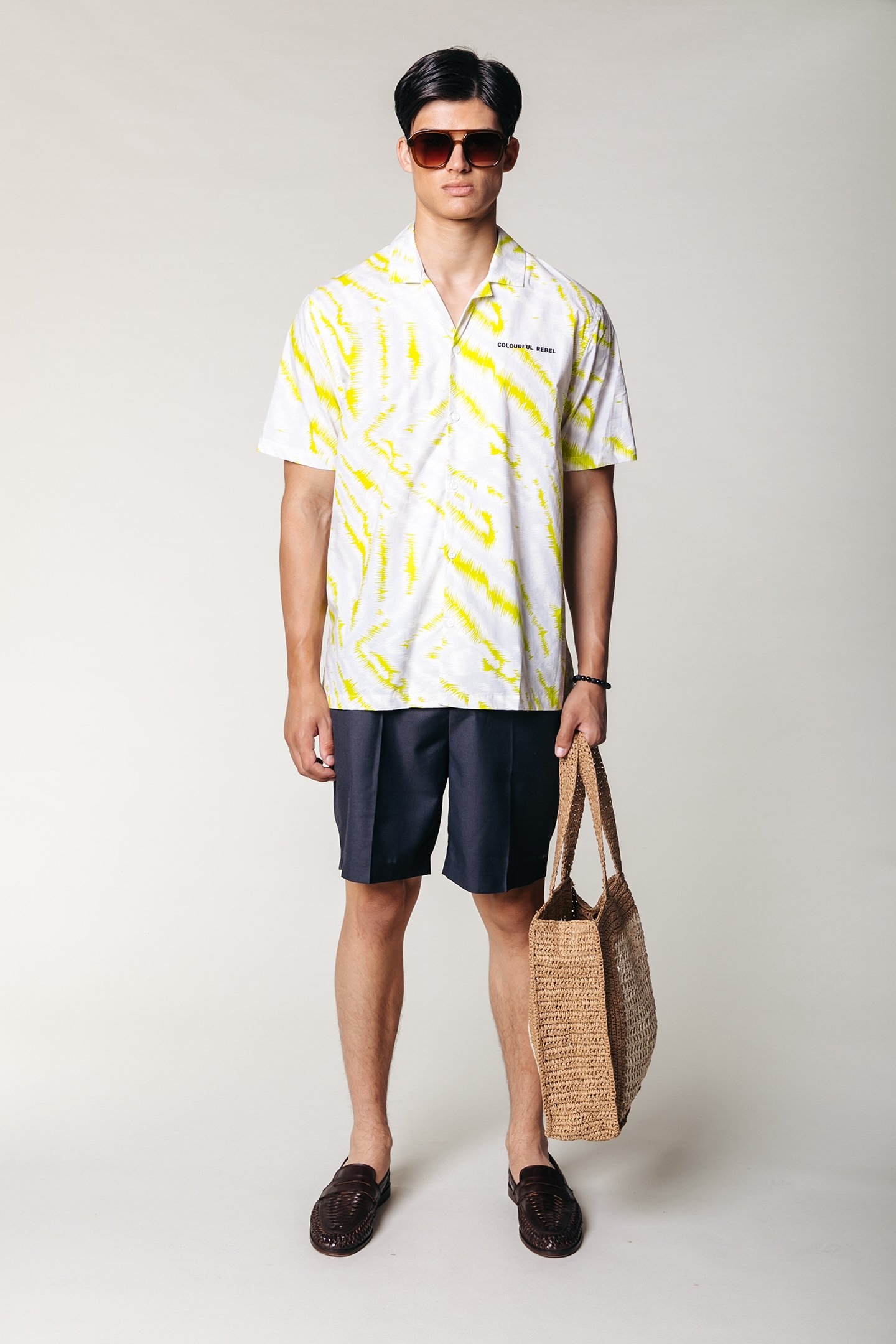 EZRA ABSTRACT ZEBRA SHORT SLEEVE SHIRT SOFT GREY 2