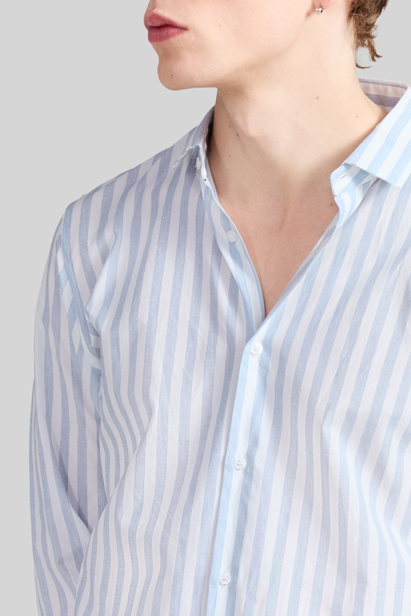 NAVY STRIPED SLIM SHIRT 6