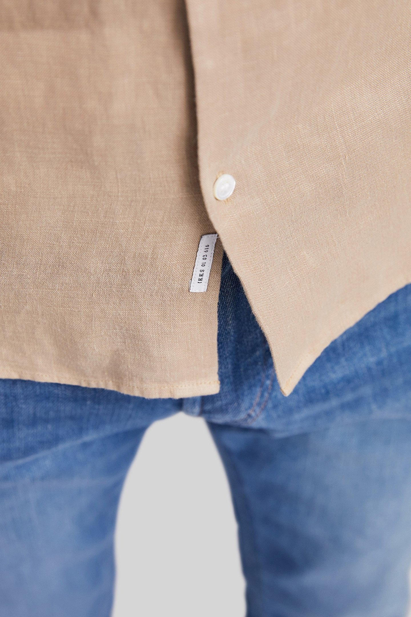 BEIGE PURE LINEN SLIM SHIRT 5
