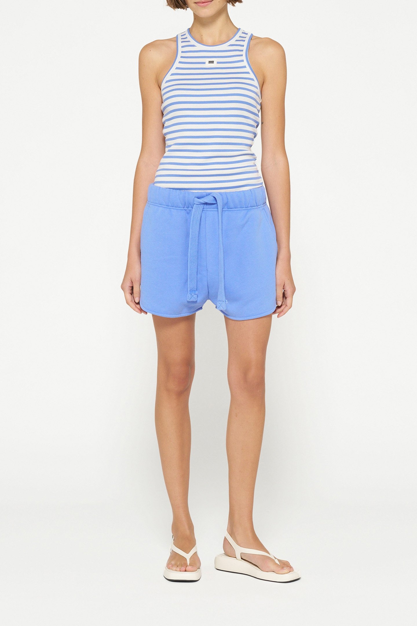 TANK TOP RIB STRIPES ECRU/BLUE BELL 2