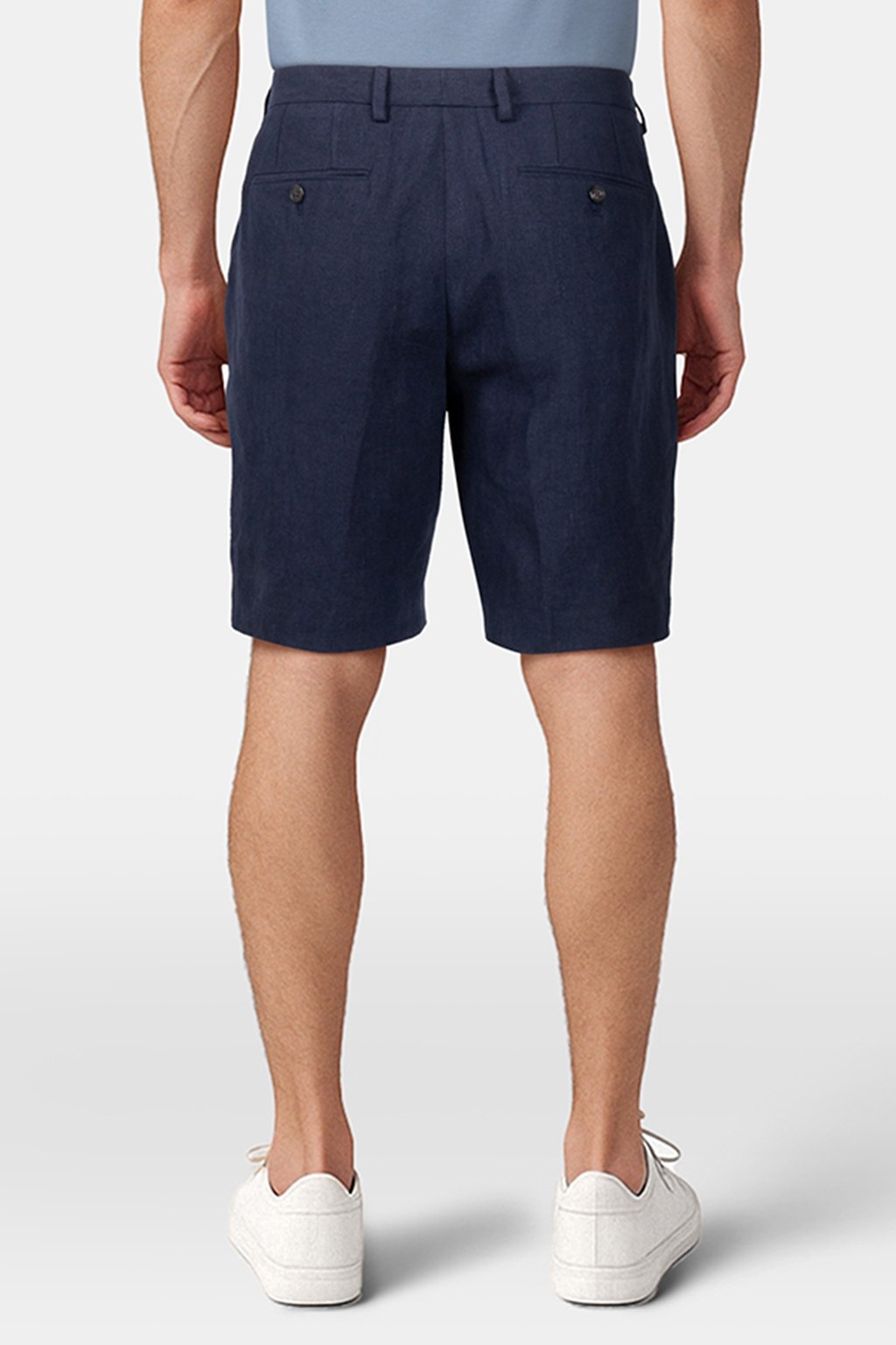 SLIM FIT LINEN SHORT NAVY 2