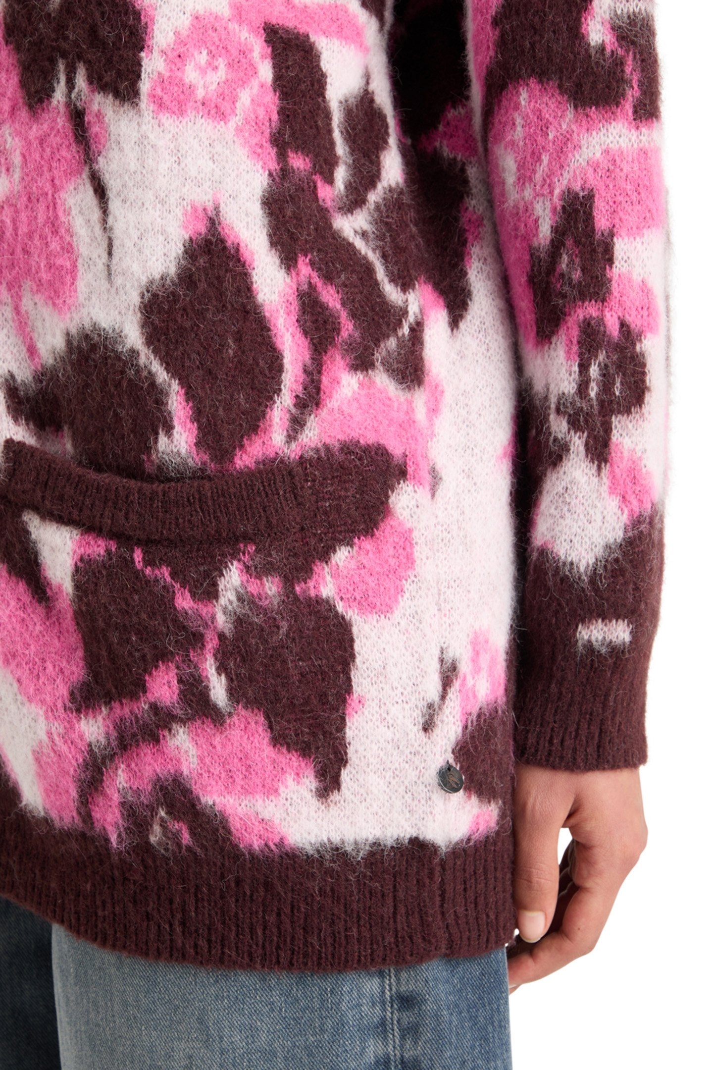 FUZZY JACQUARD MID LENGTH CARDIGAN WINTER FLORAL 7