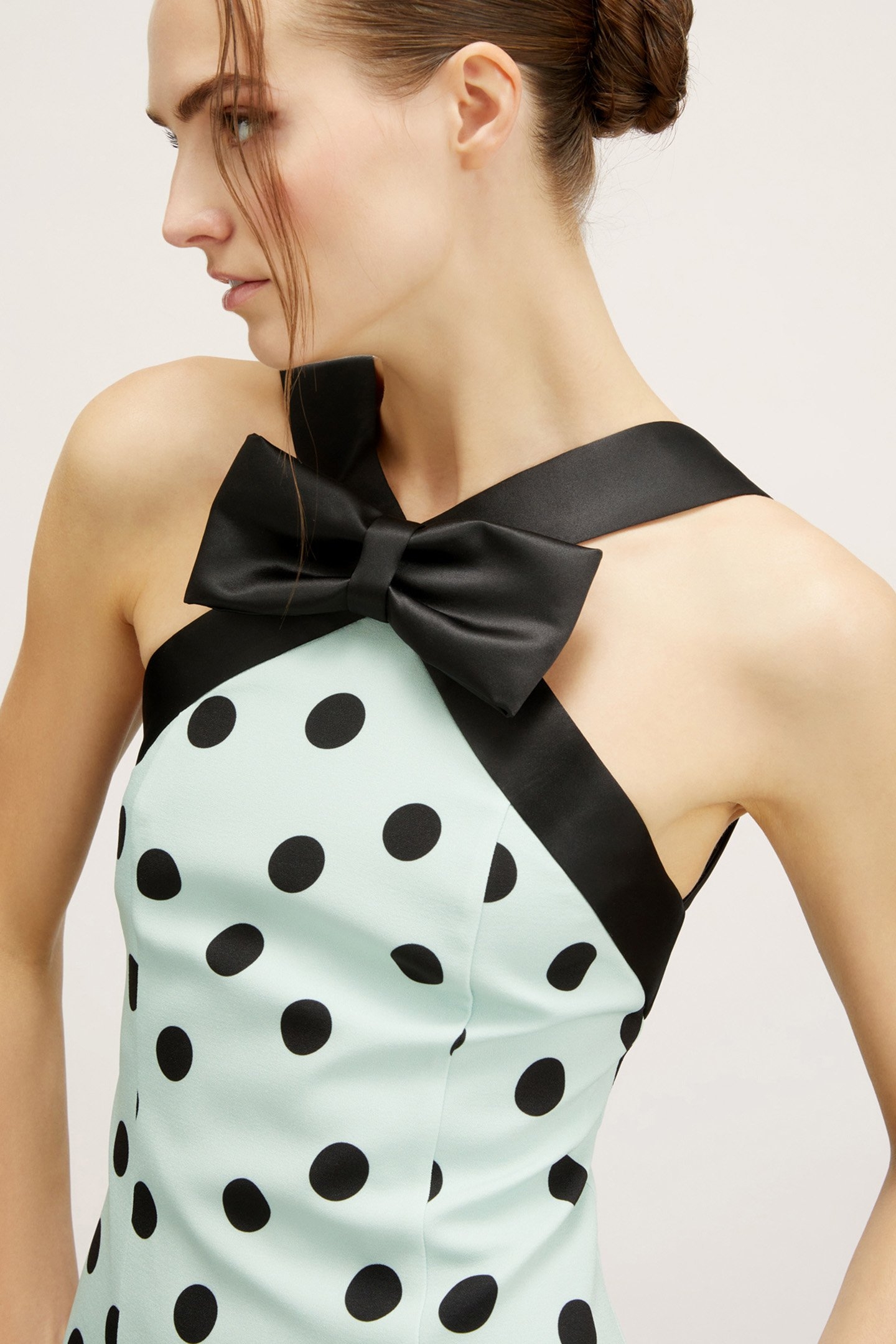POLKA DOT PATTERNED MINI DRESS WITH BOW AQUAMARINE 5