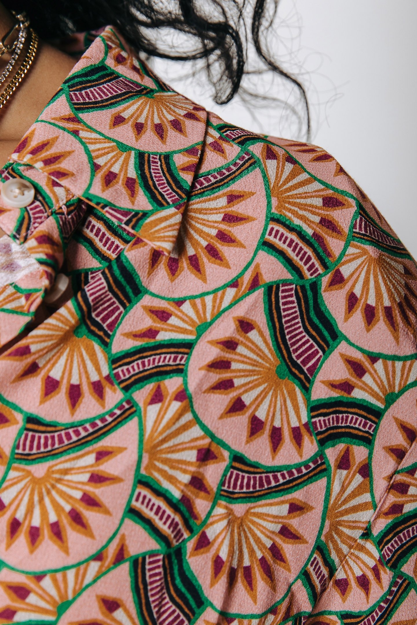 NINA GRAPHIC FAN MINI SHIRT DRESS VINTAGE PINK 3