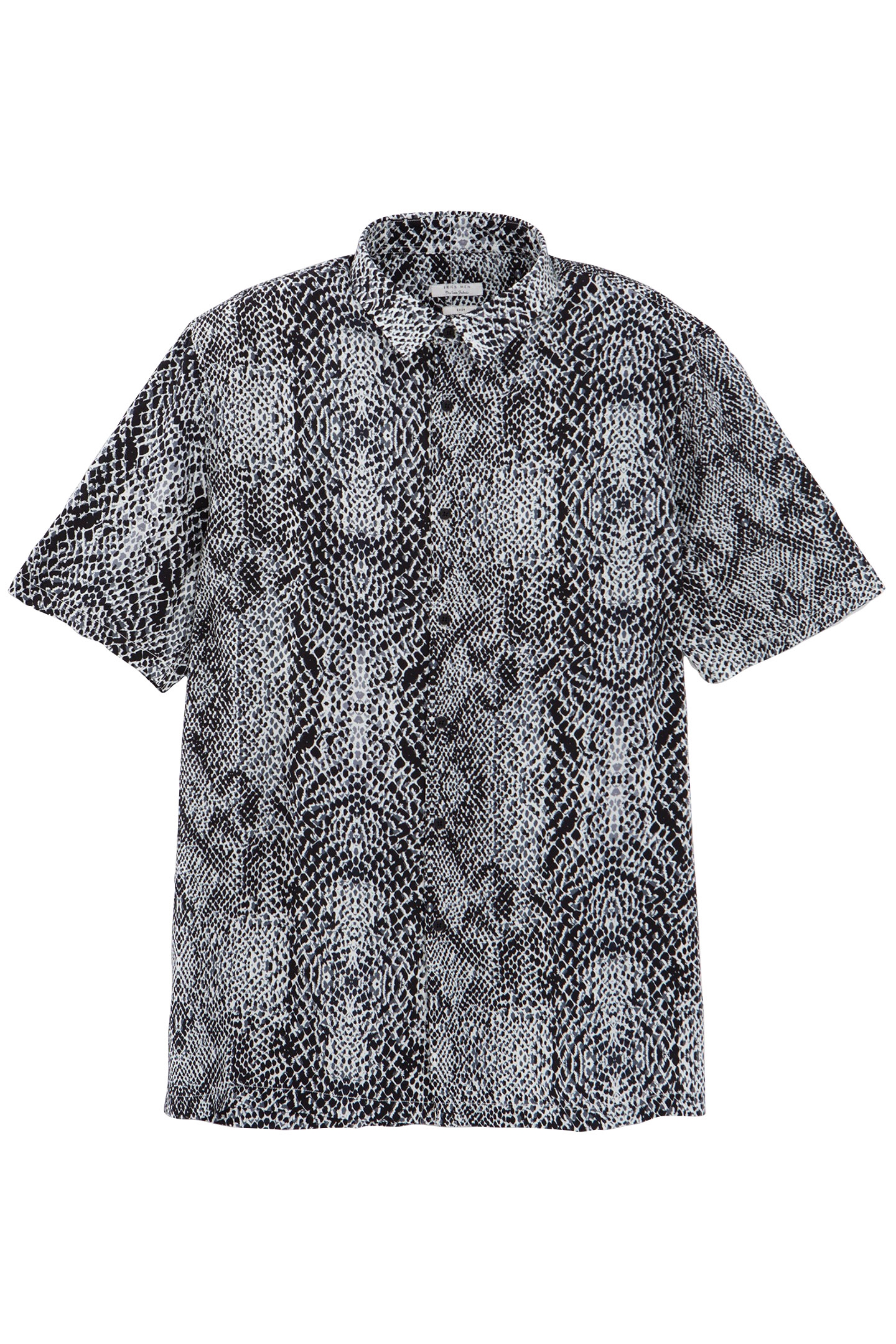 BLACK REGULAR SHIRT LENZING™ ECOVERO™ PYTHON EFFECT 1