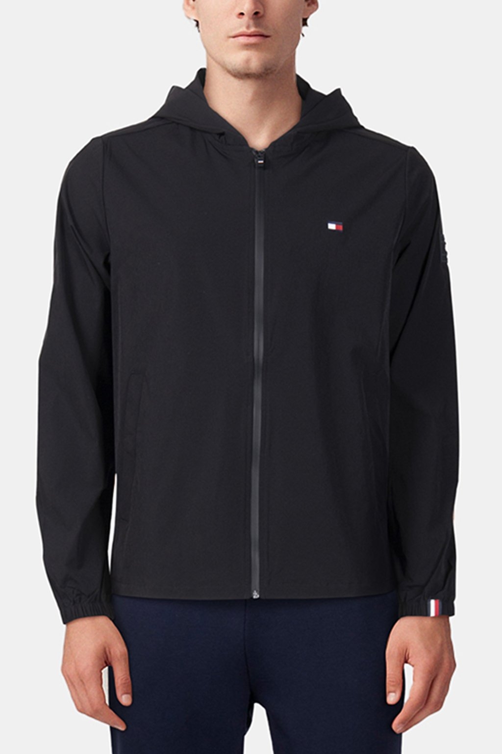 BADGE WOVEN FULL-ZIP HOODIE REGULAR FIT IN BLACK 1