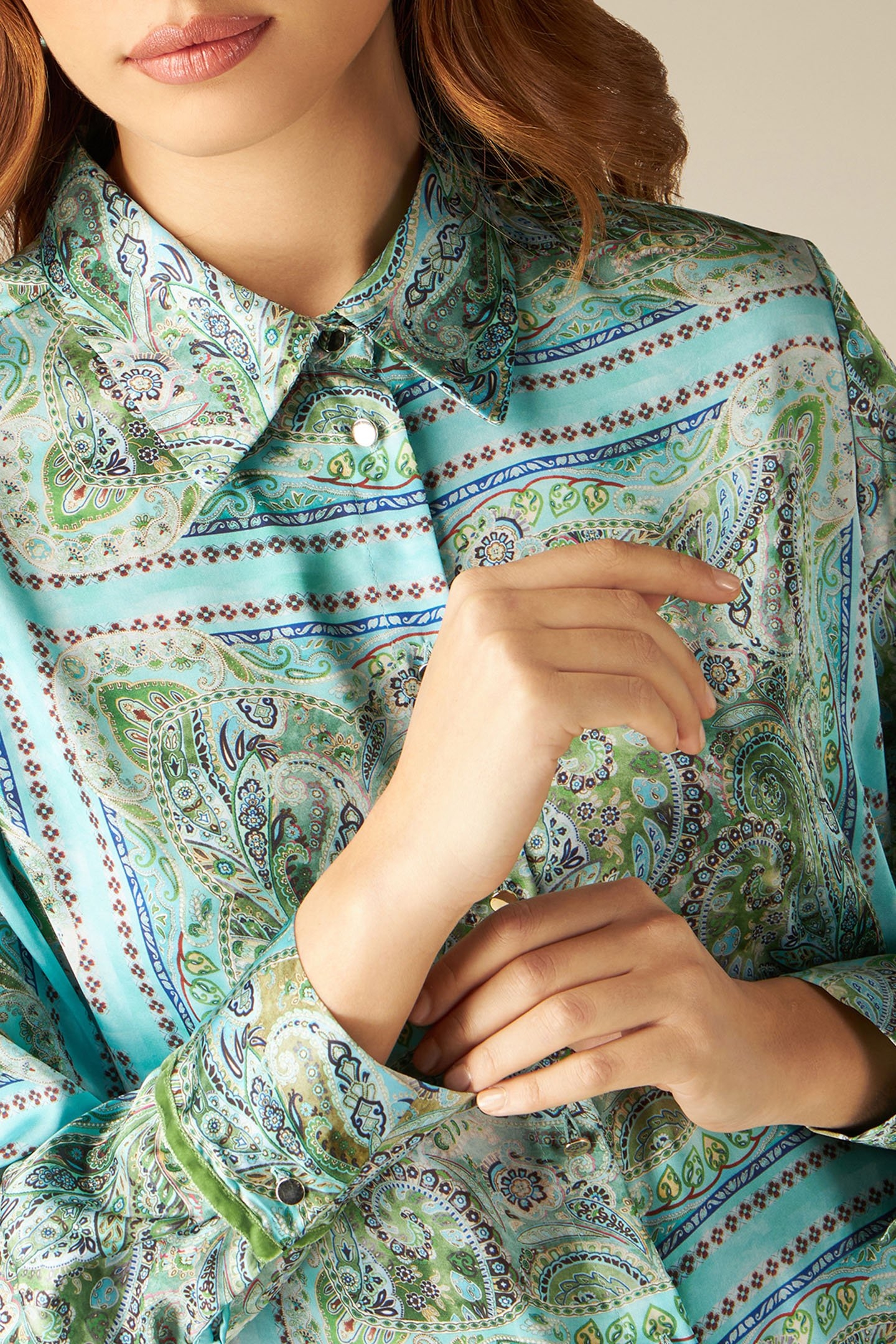 PATTERNED SATIN SHIRT GREEN 4