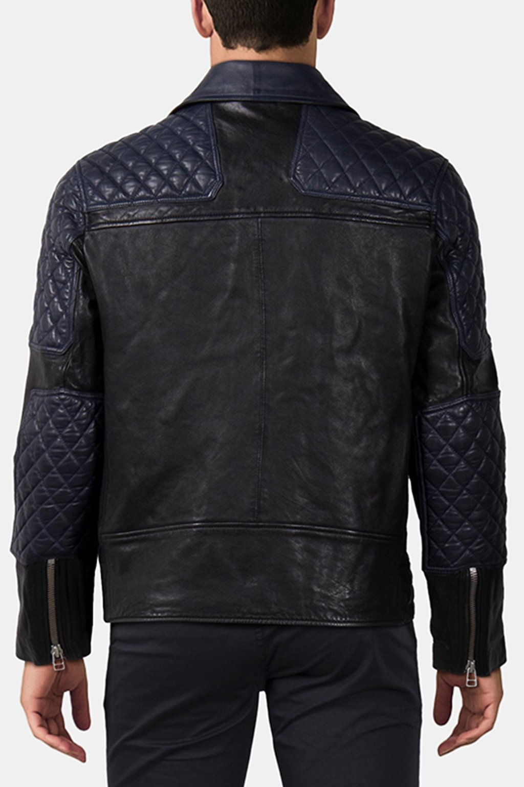 COLOUR BLOCK BIKER JACKET BLACK 2