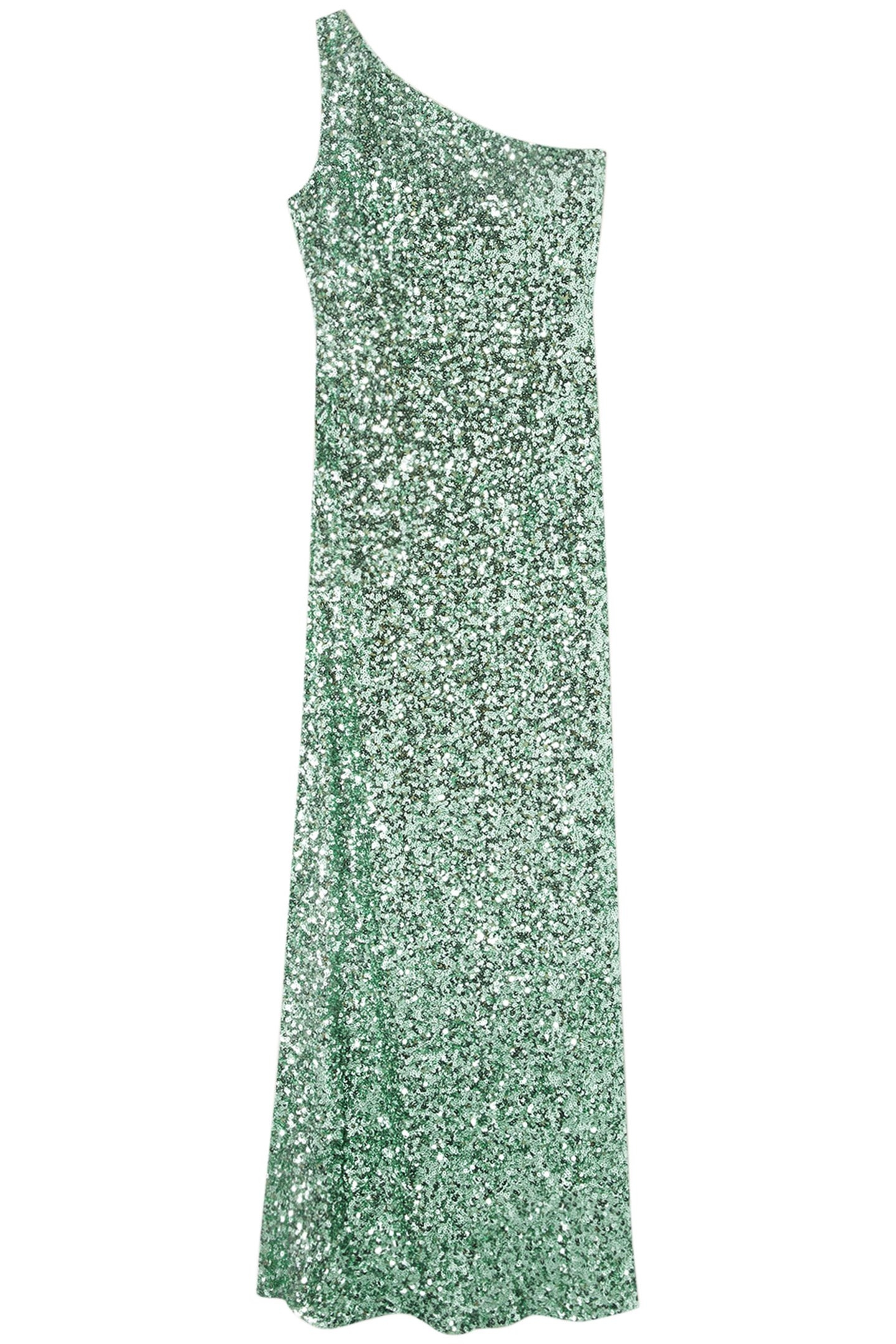 LONG ONE-SHOULDER FULL SEQUIN DRESS GREEN 3