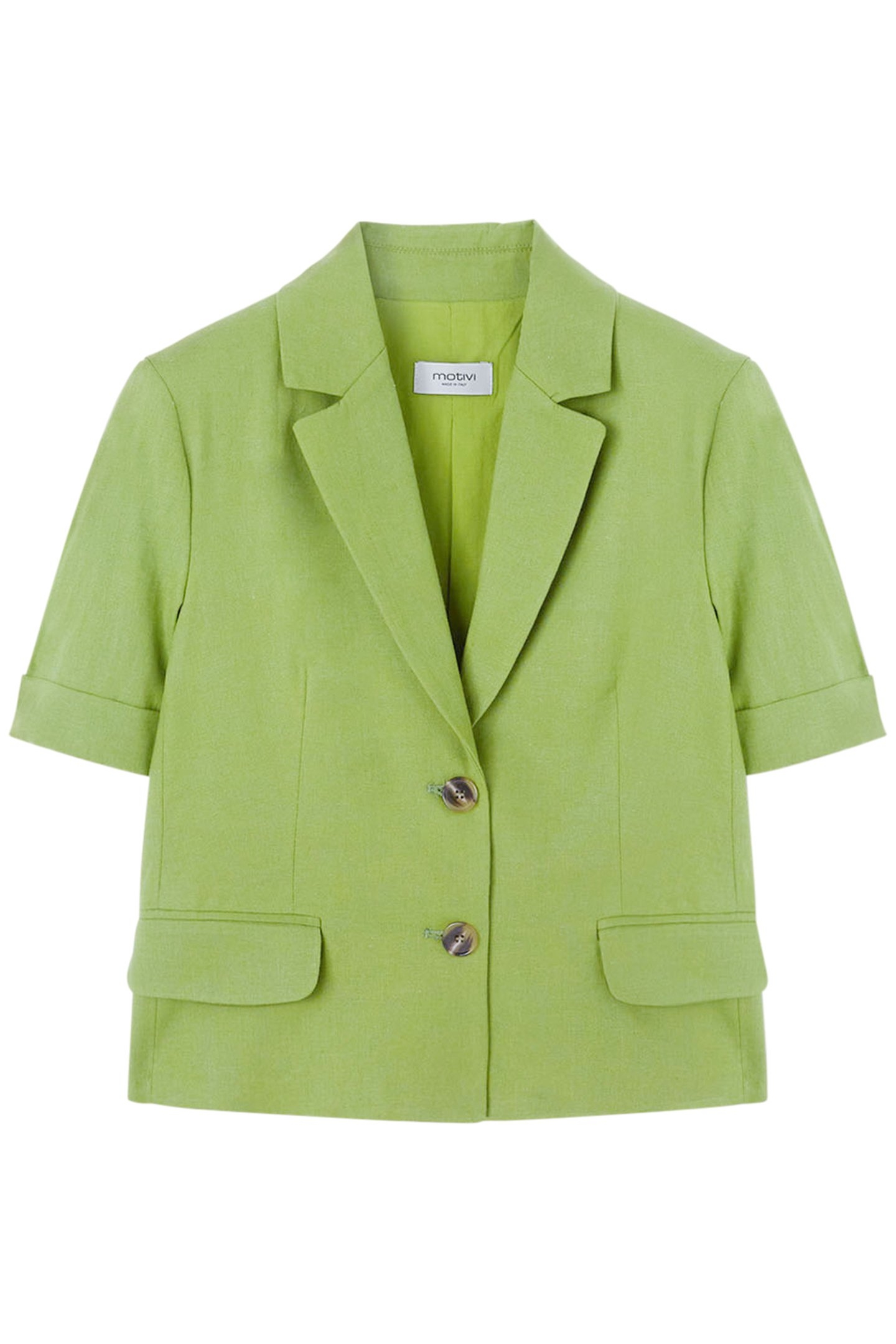 LINEN BLEND SHORT-SLEEVED JACKET GREEN 4