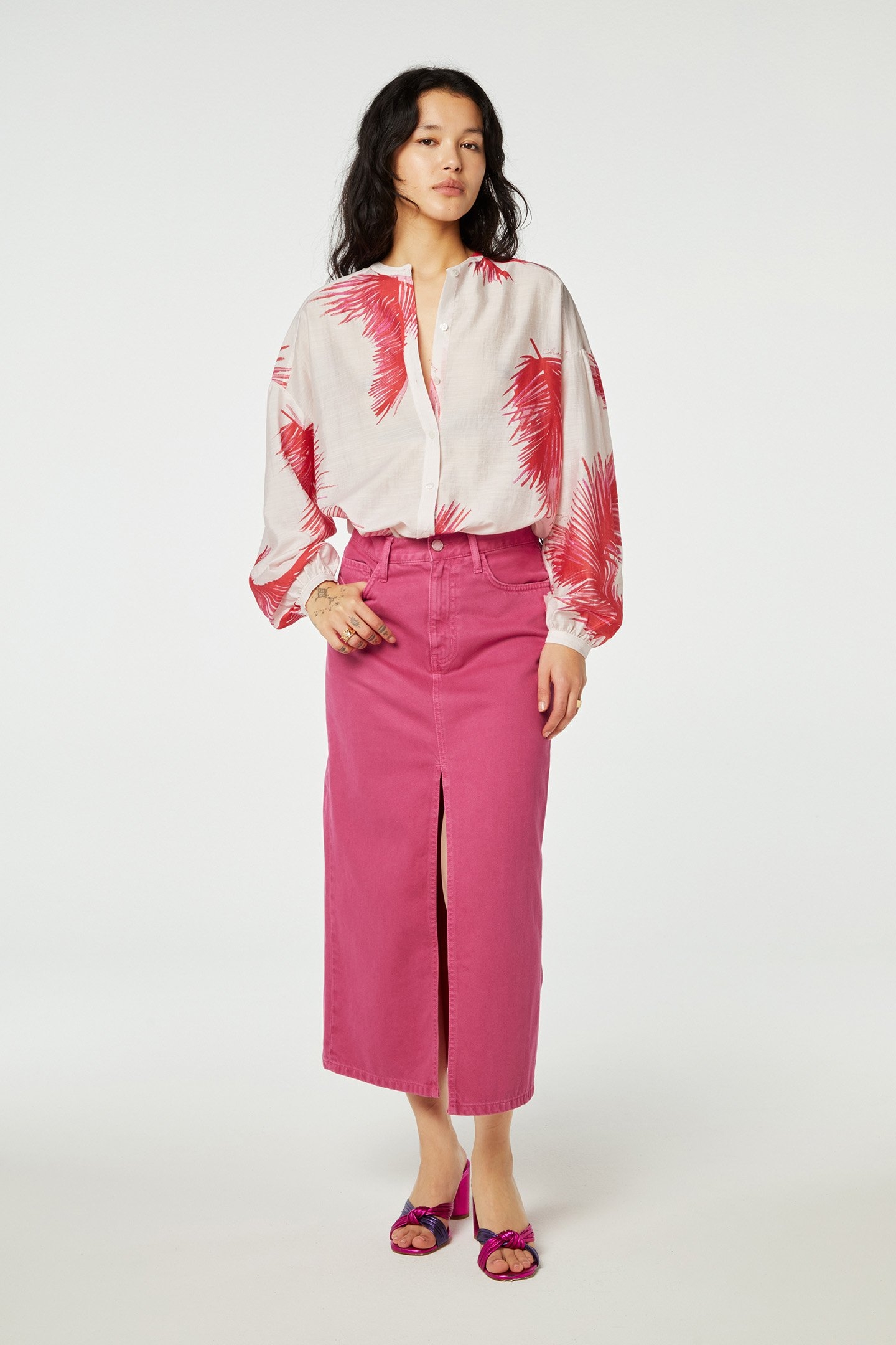 LEXI BLOUSE TOMATO/FLAMINGO PINK 2