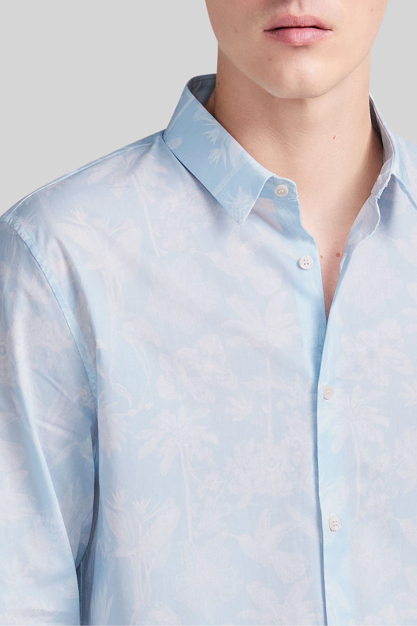 SKY TROPICAL MOTIF LIBERTY FABRIC SLIM SHIRT 5