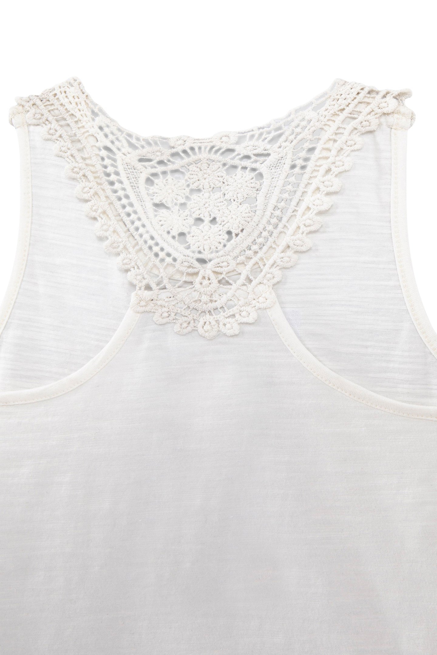 GIRLS' ECRU ORGANIC COTTON VEST TOP WITH MACRAMÉ LACE BACK 4