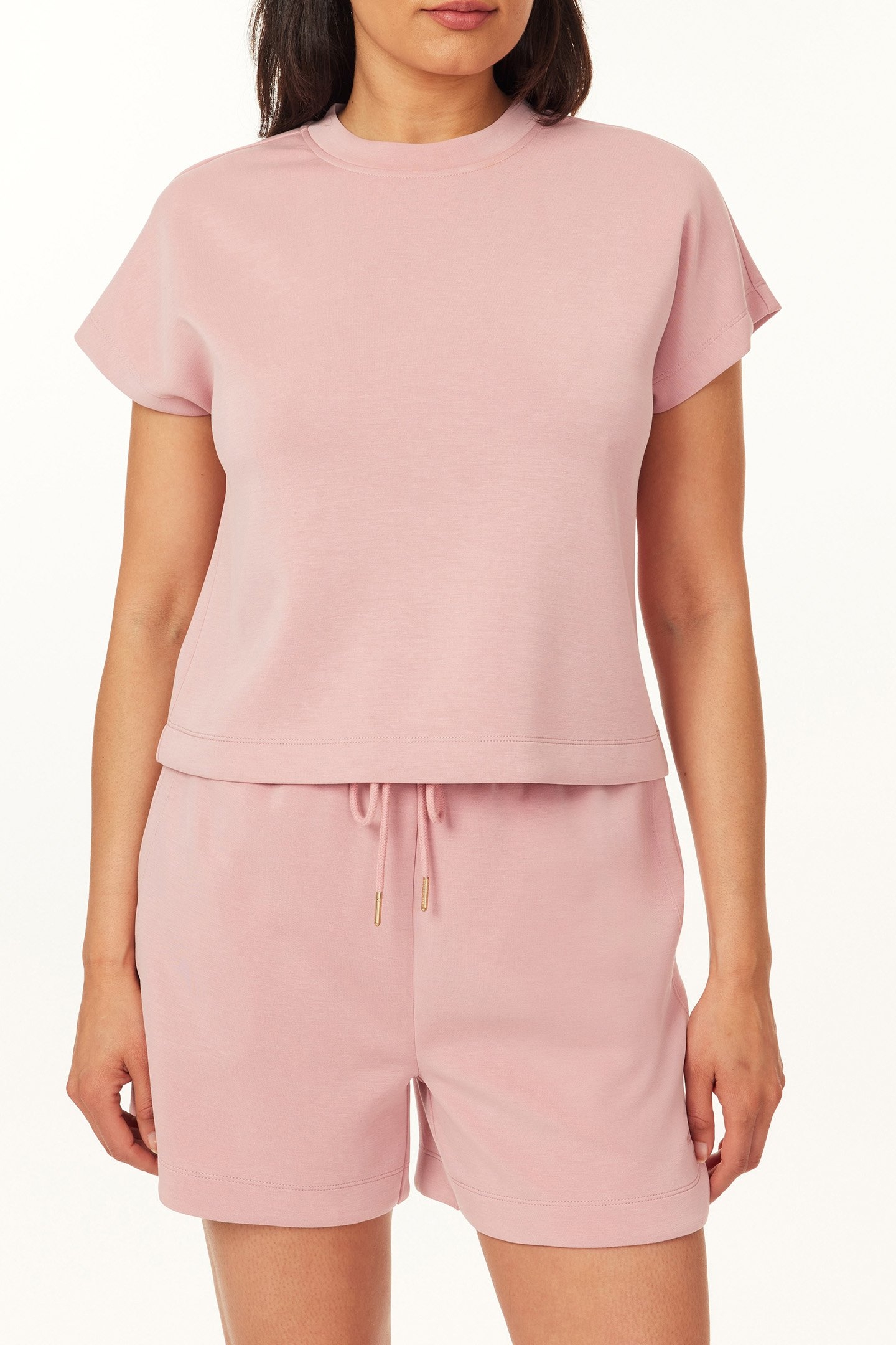 CURVED SLEEVE TEE DUSTY ROSE 1