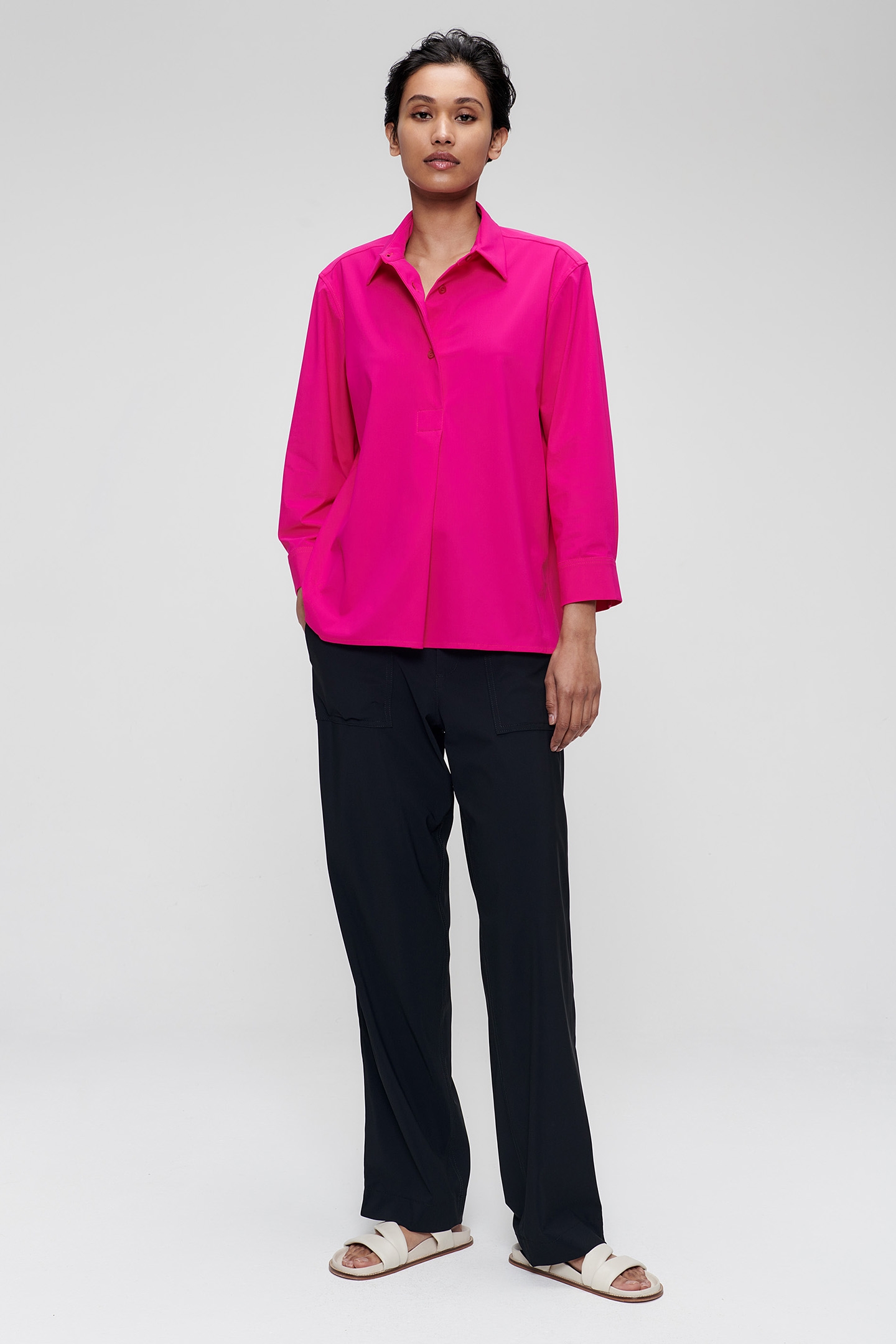 BOXY POLO TOP SHOCKING PINK 2